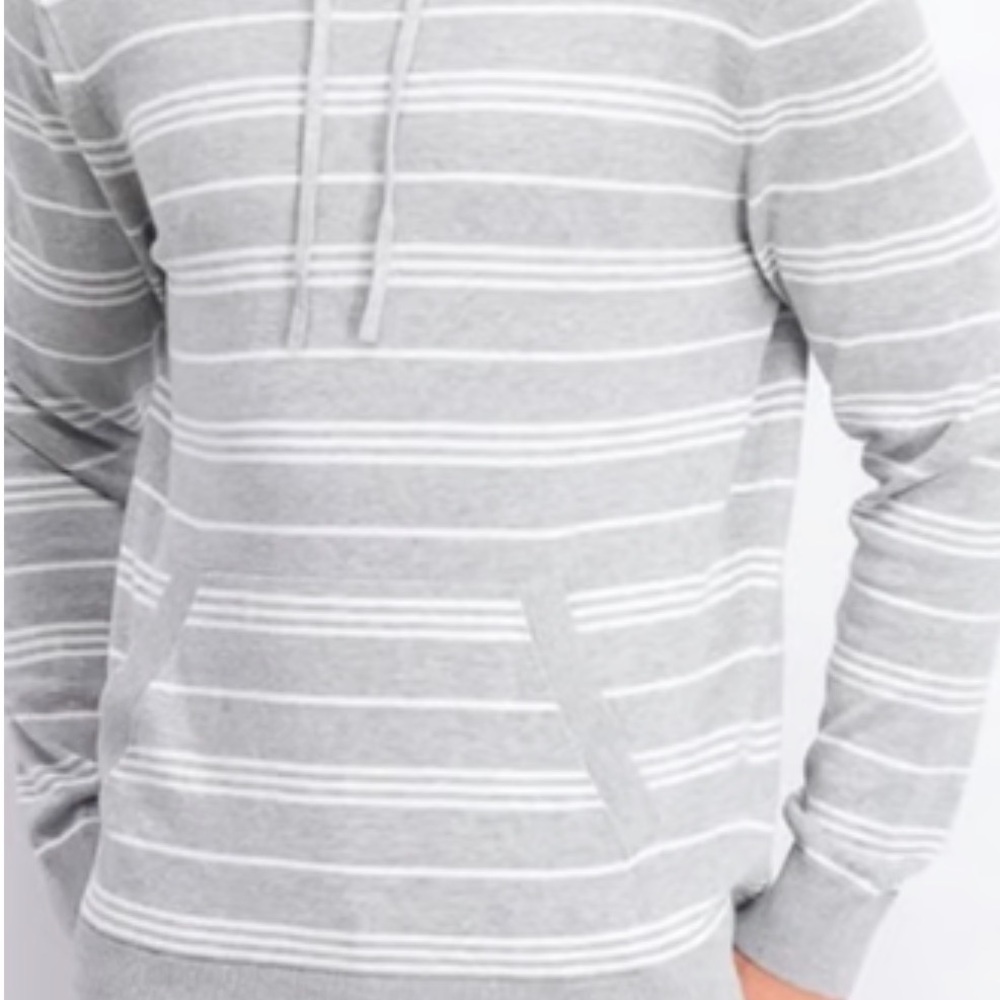 Men's Grey Striped Hooded Sweatshirt
